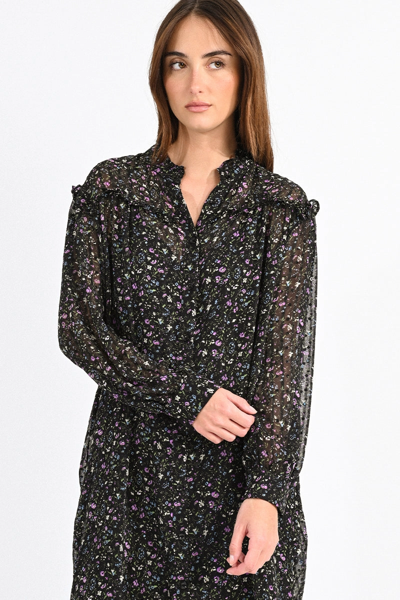 Molly Bracken Woven L/S Dress Black Elise Fashion Look Work-Ready Look