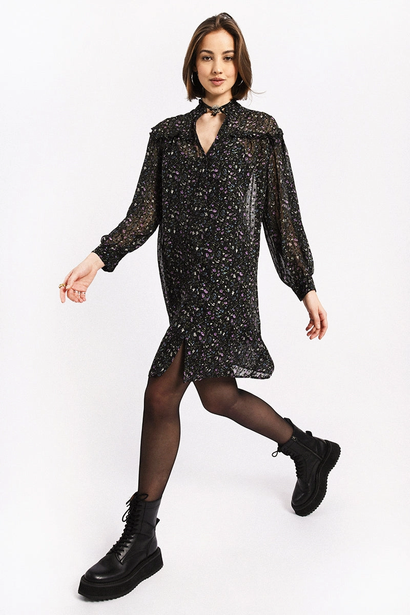Molly Bracken Woven L/S Dress Black Elise Elegant Layer