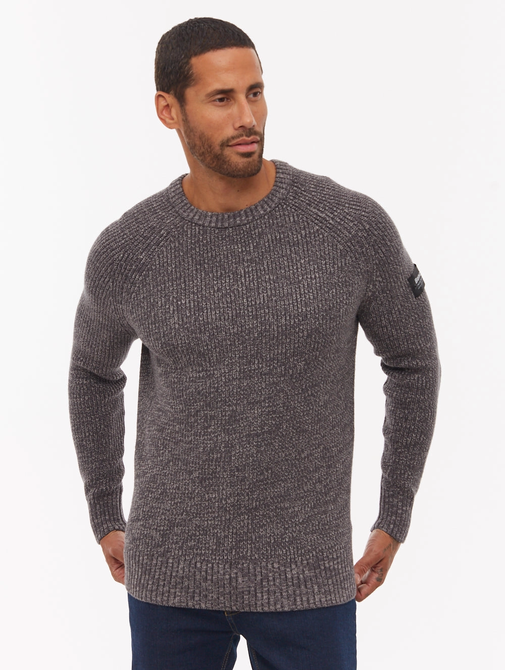 Molna Raglan Sleeve Crew Neck Sweater - Grey Relaxed Silhouette All-Season Fit