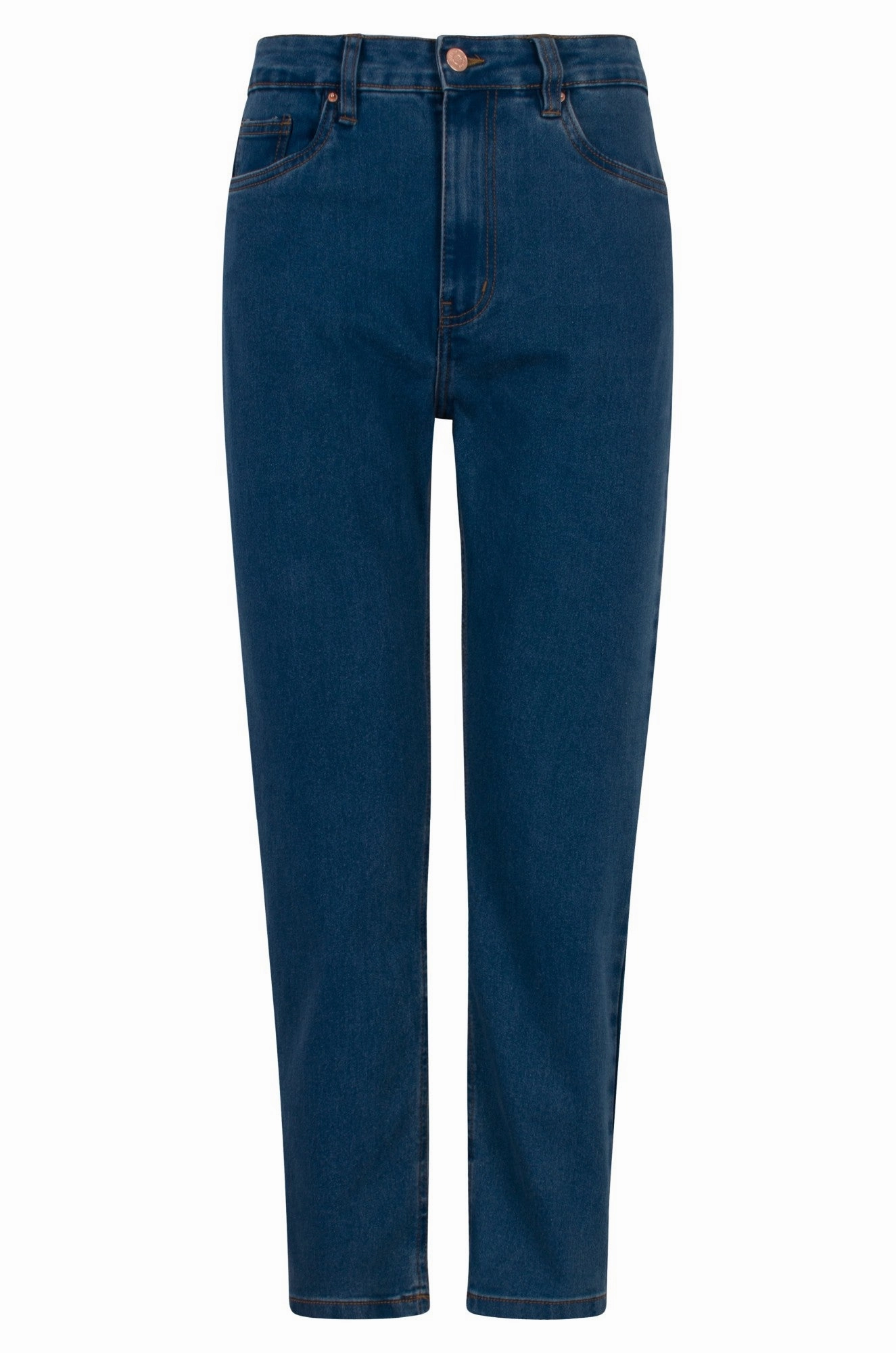 Traveler Gear Brunch Outfit Casual Friday Earthy Modern Minimalist Office Wear Mom fit Xtra Short Jeans | MID INDIGO | 6626B1