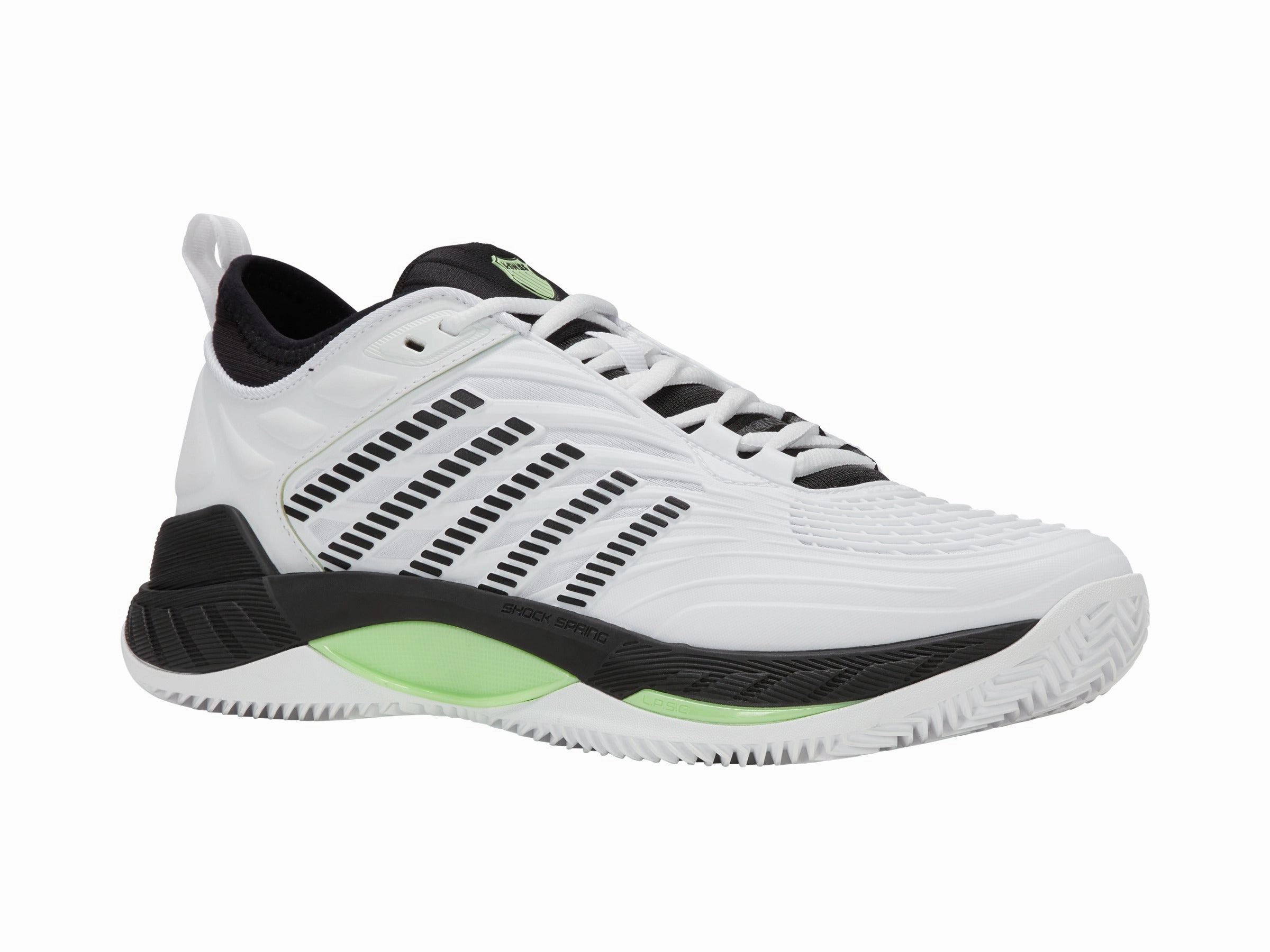 09072-184-M | HYPERCOURT SUPREME 2 CLAY | WHITE/BLACK/SOFT NEON GREEN TPU Heel Stabilizer Heel Crash Pads