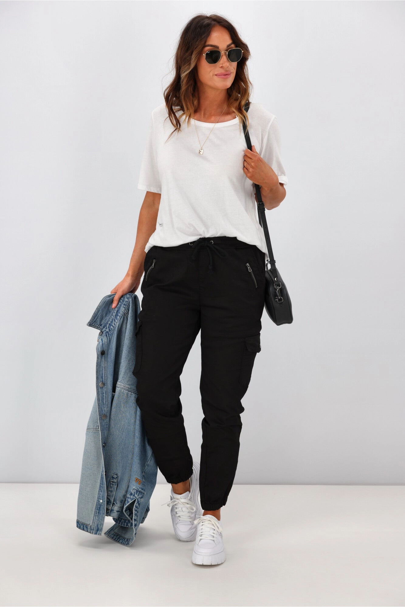 Wakee Denim Stevie Cargo Jean Black Breathable Fit Design Sleek Stretch