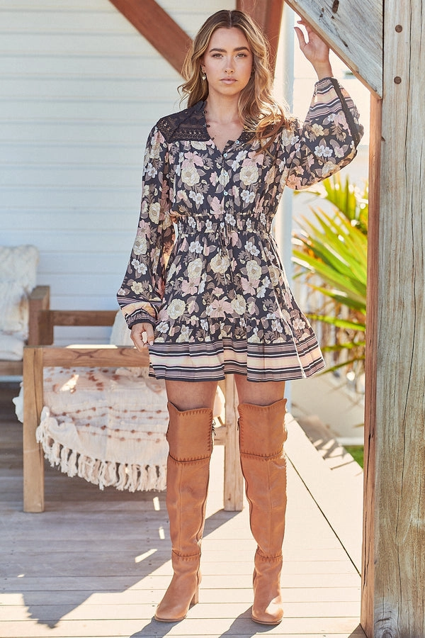 Jaase Adele Print Olivia Mini Dress Love Soft Durable-Fabric