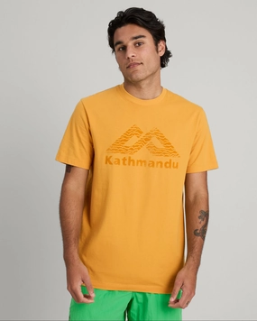 WideNeckline Kathmandu Logo Men's Short Sleeve T-shirt - Mustard Yellow