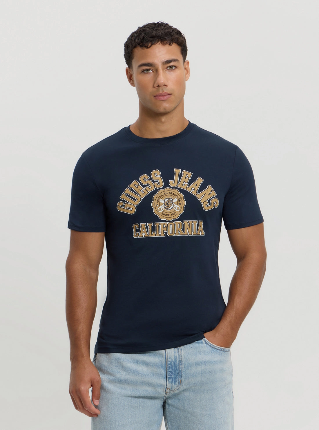 Guess Jeans Navy Printed T-Shirt UltraSoft Blend