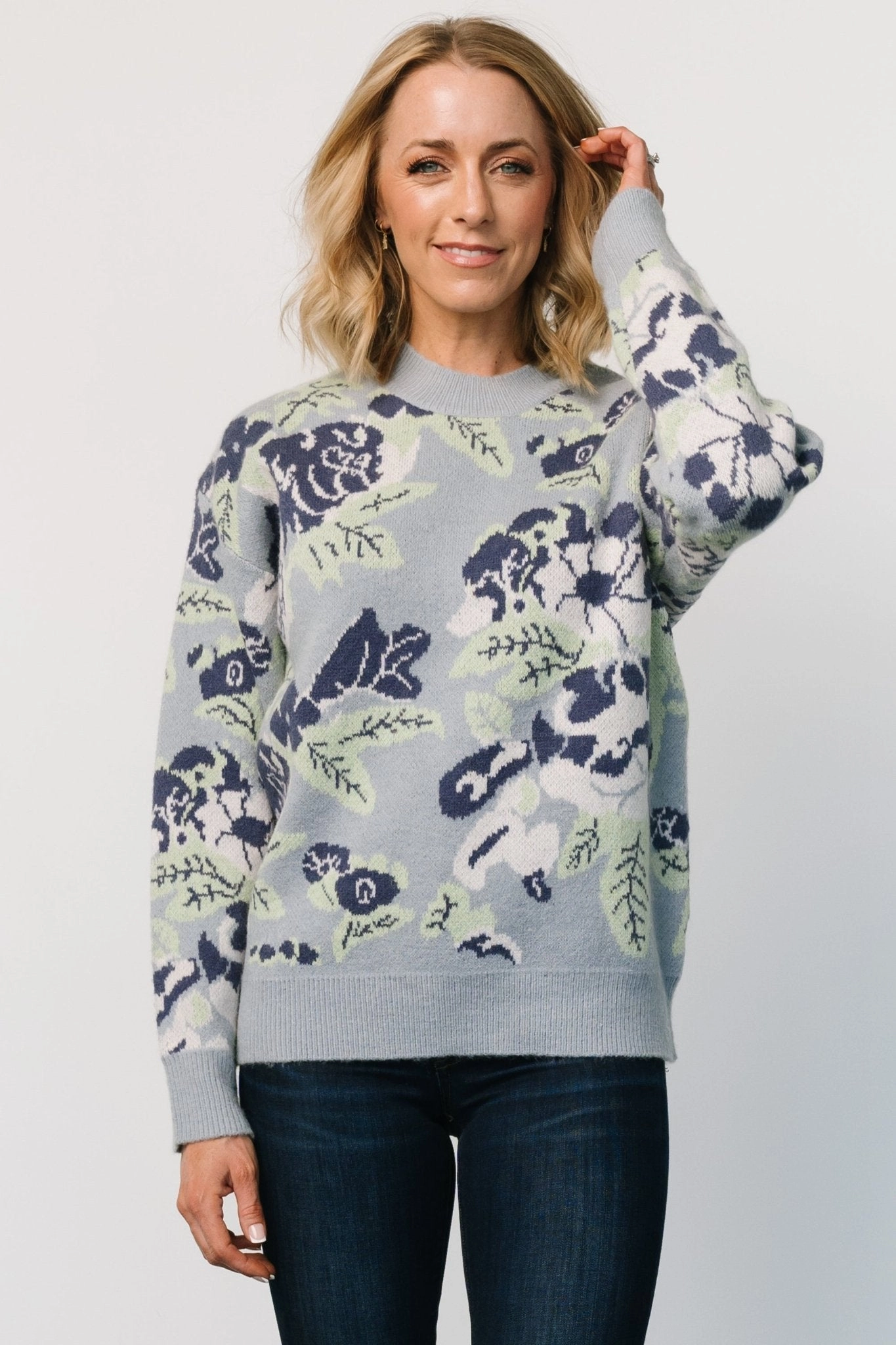 Stylish Layers Knit Perfection Munich Sweater | Light Blue Multi