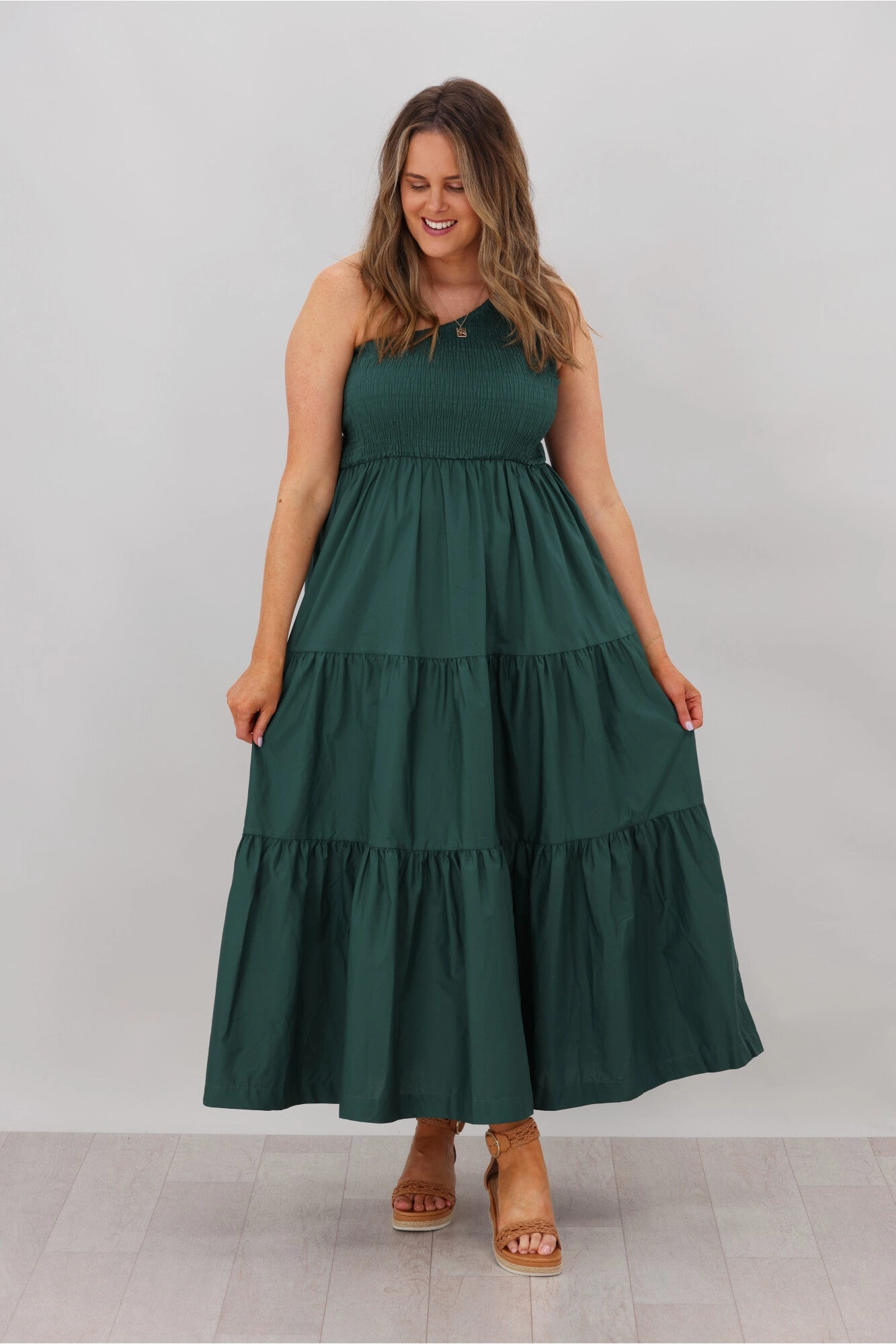 Natural Bay Opal One Shoulder Dress Teal BreathableFabric Romantic Bloom