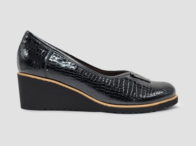 Balanced Style Show Time Women's Stella Wedge Pumps - Crocodile/Black