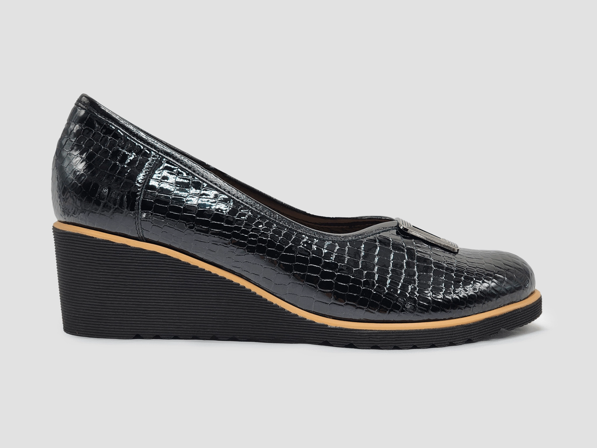 Balanced Style Show Time Women's Stella Wedge Pumps - Crocodile/Black