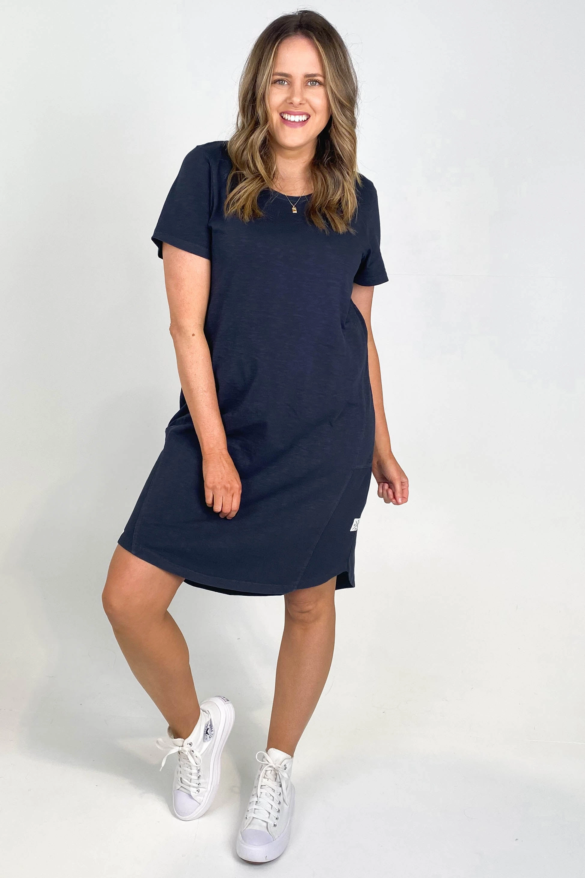 Elm Easy Livin Dress Navy Comfy Comfort