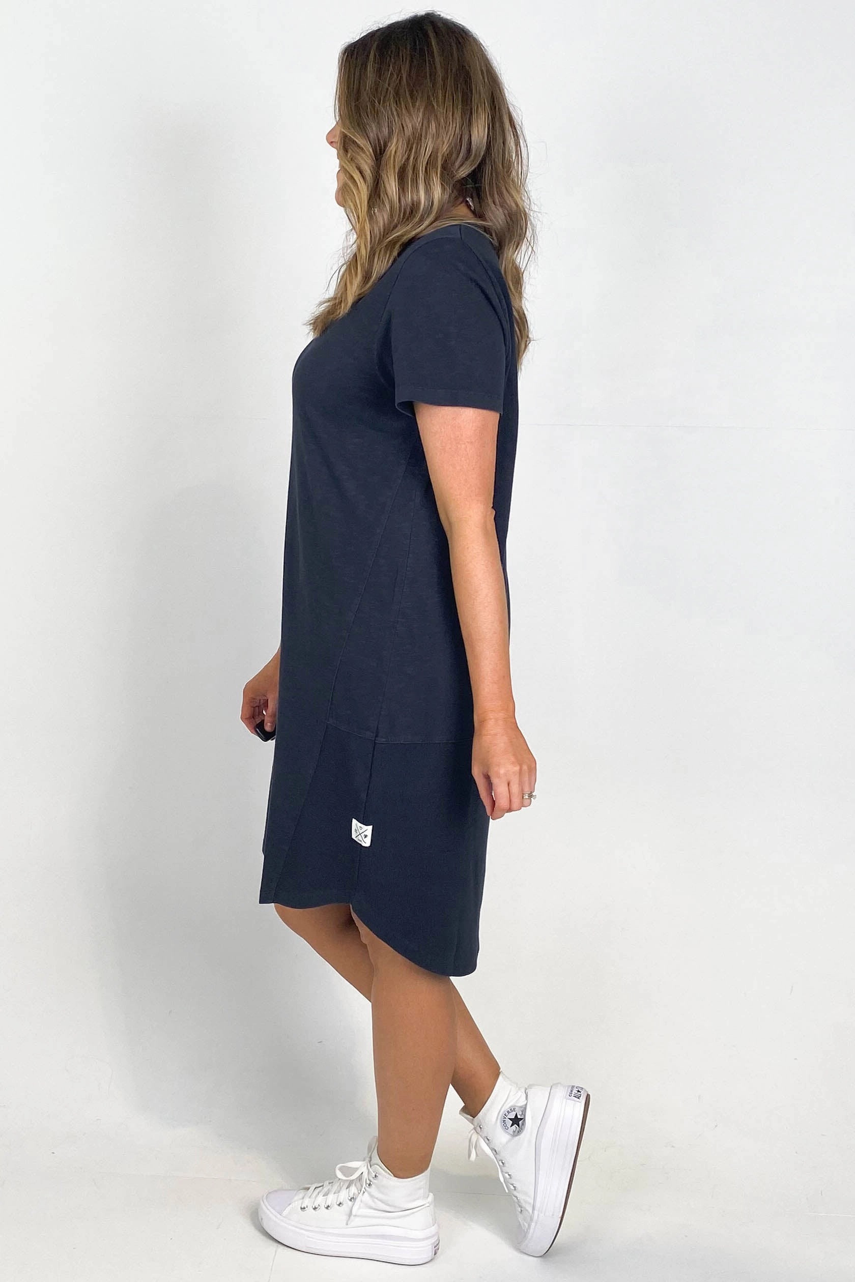 Work Mood Grace Soft Elm Easy Livin Dress Navy