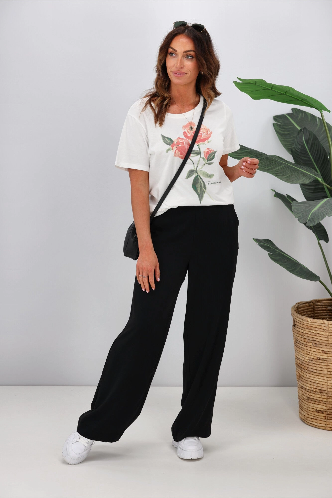 Winter Sports Rib Knit Gloss by Shine On Liberty Wide Leg Pants Black