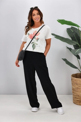 Gloss by Shine On Liberty Wide Leg Pants Black Total Ease