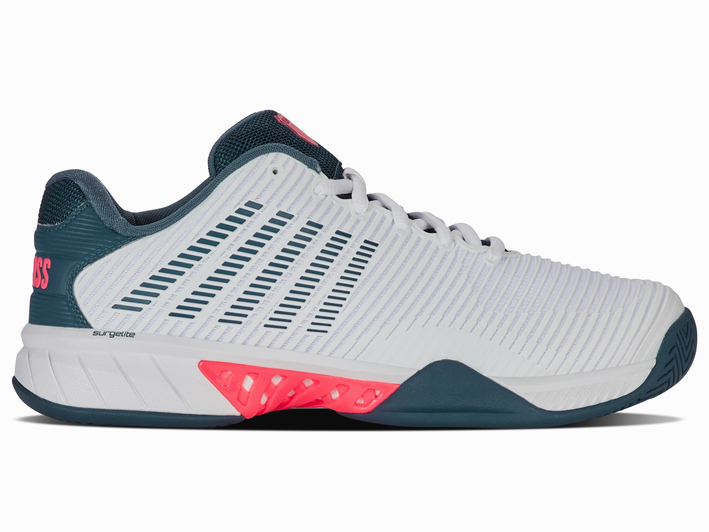 06613-129-M | HYPERCOURT EXPRESS 2 | WHITE/STARGAZER/NEON BLAZE Pace Trainer