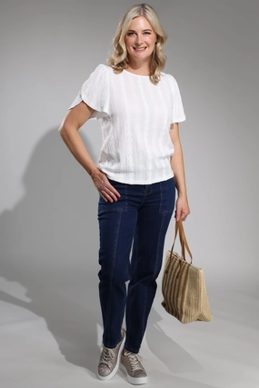 Vibrant Design Straight leg Wonder Denim Jeans | DARK INDIGO | 6623A1