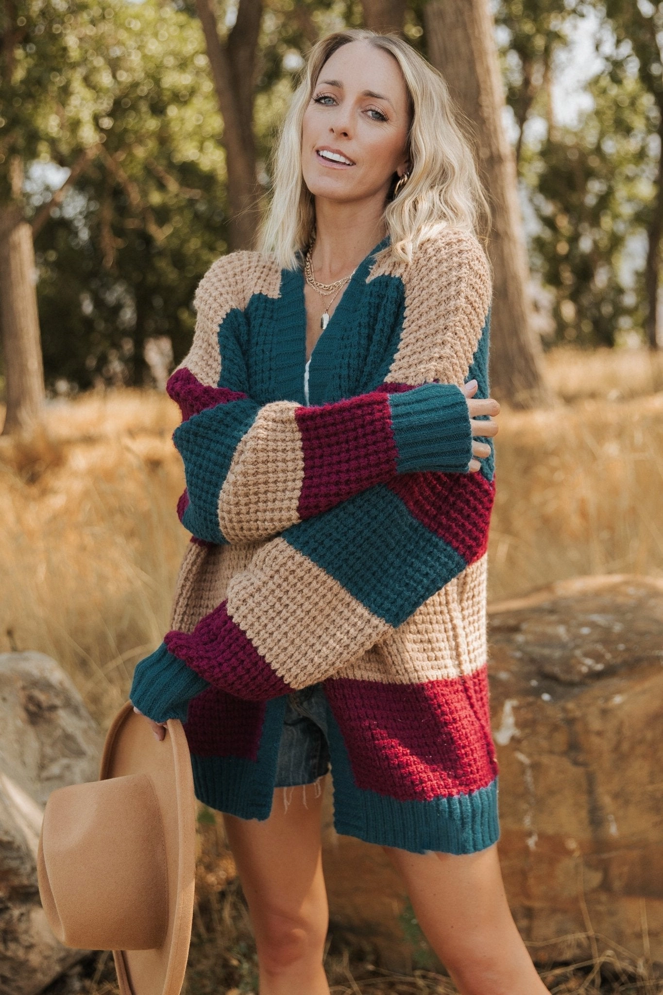 Chic Knit Jonah Chunky Knit Cardigan | Deep Topaz Multi