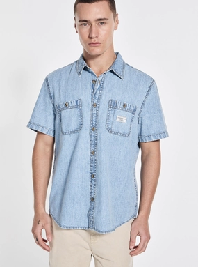 Eco friendly materials Fashion Forward Design Guess Jeans Blue Regular Denim Shirt