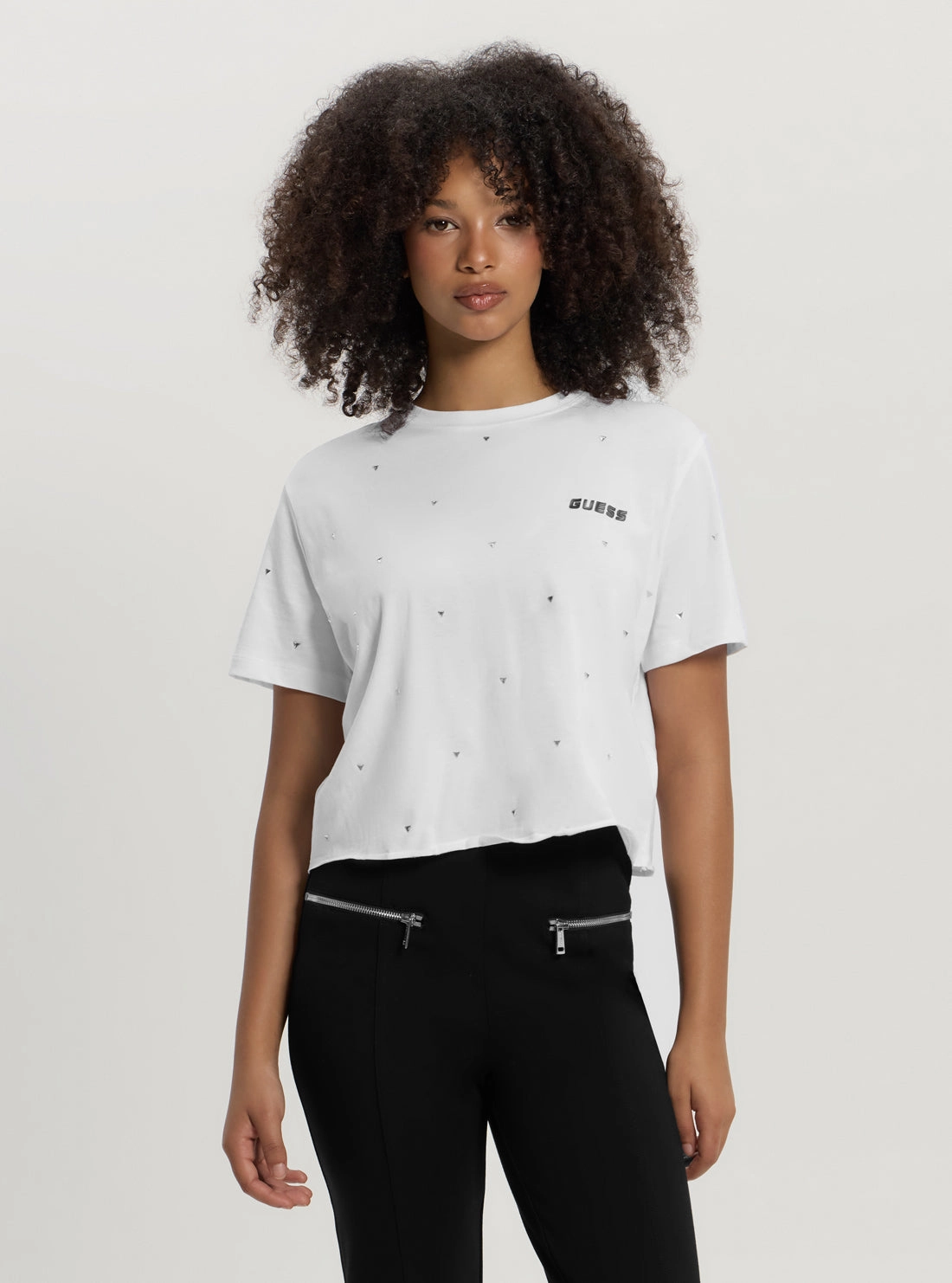 Mesh Lining White Skylar Crop T-Shirt
