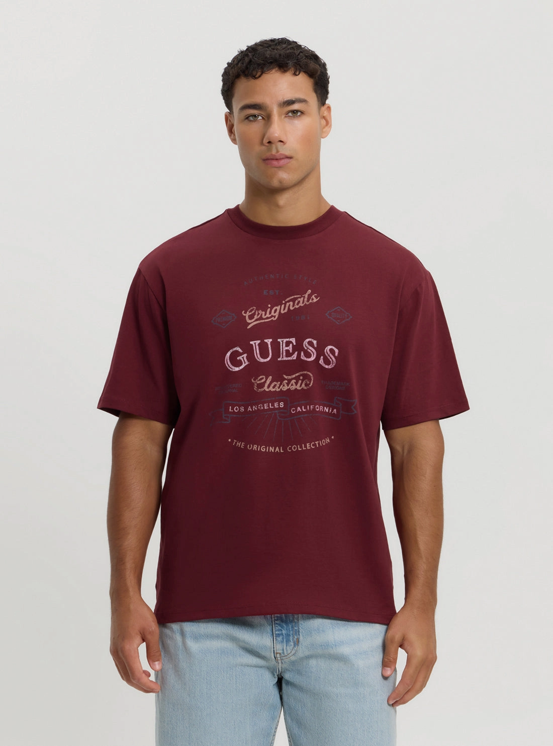Guess Originals Red Script T-Shirt Vintage Pullover