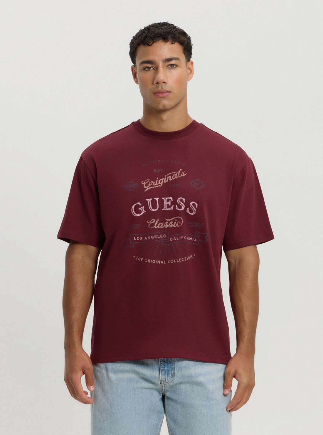 Guess Originals Red Script T-Shirt OdorResistant Coating