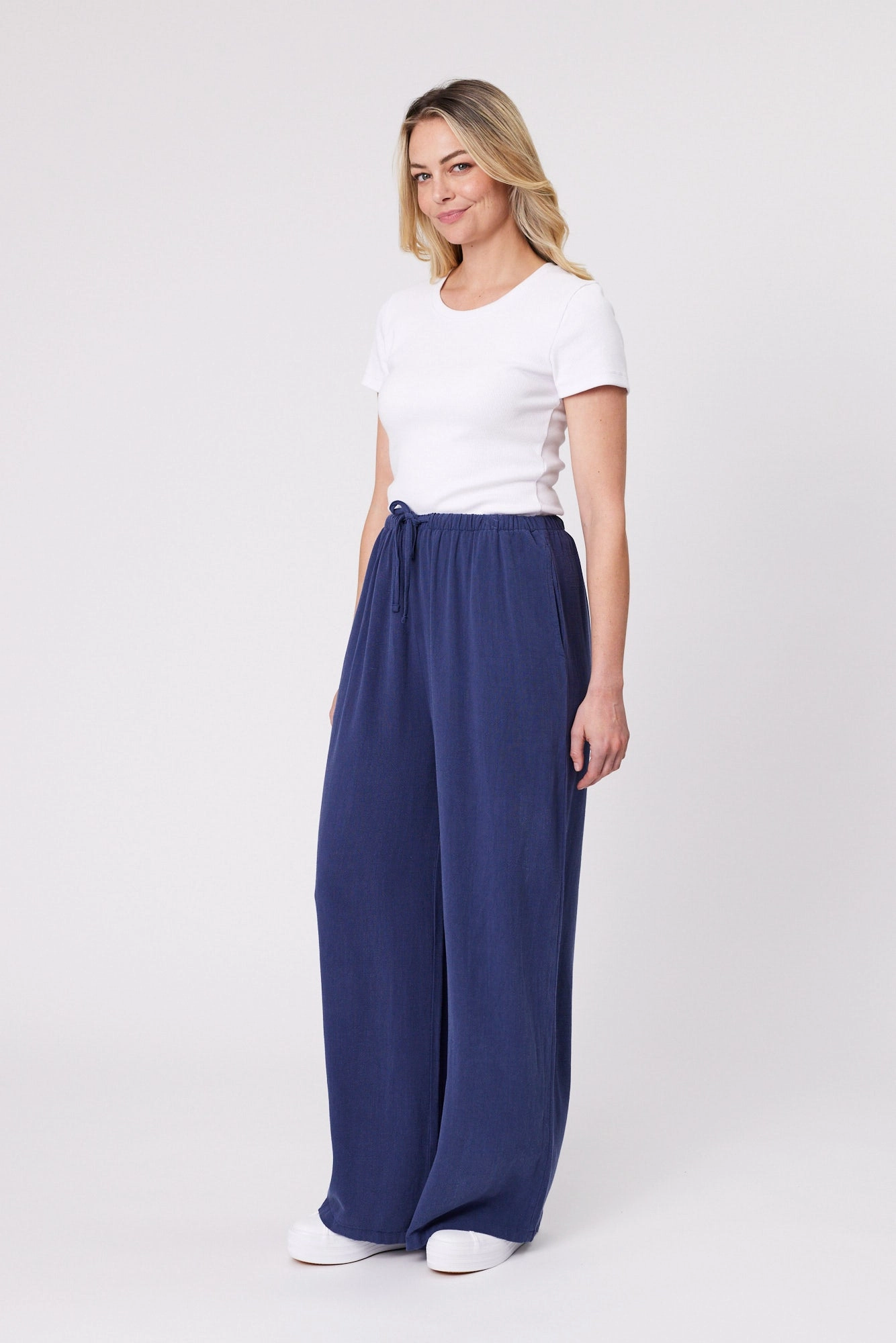 Shine On Essentials Woven Pant Navy All Purposewear Postpartum Fit Slim Fit