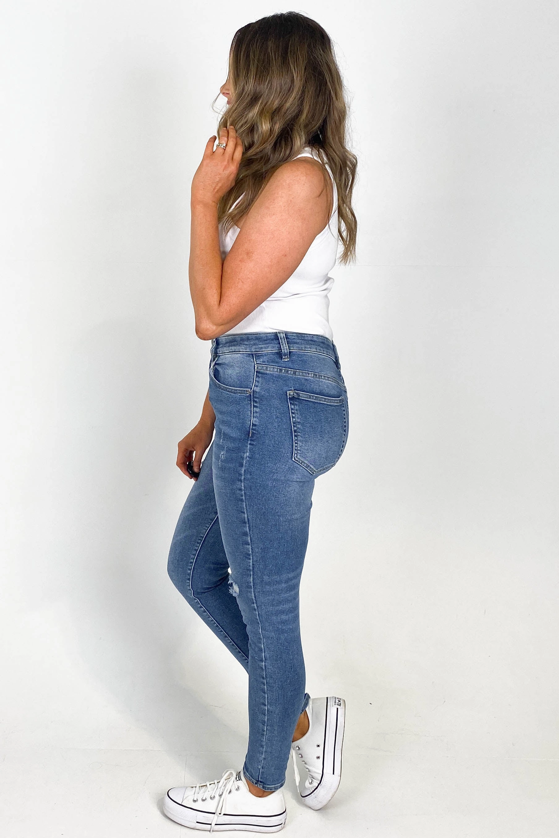 Petite Size Work Commute By Lily Billie Jean Washed Blue