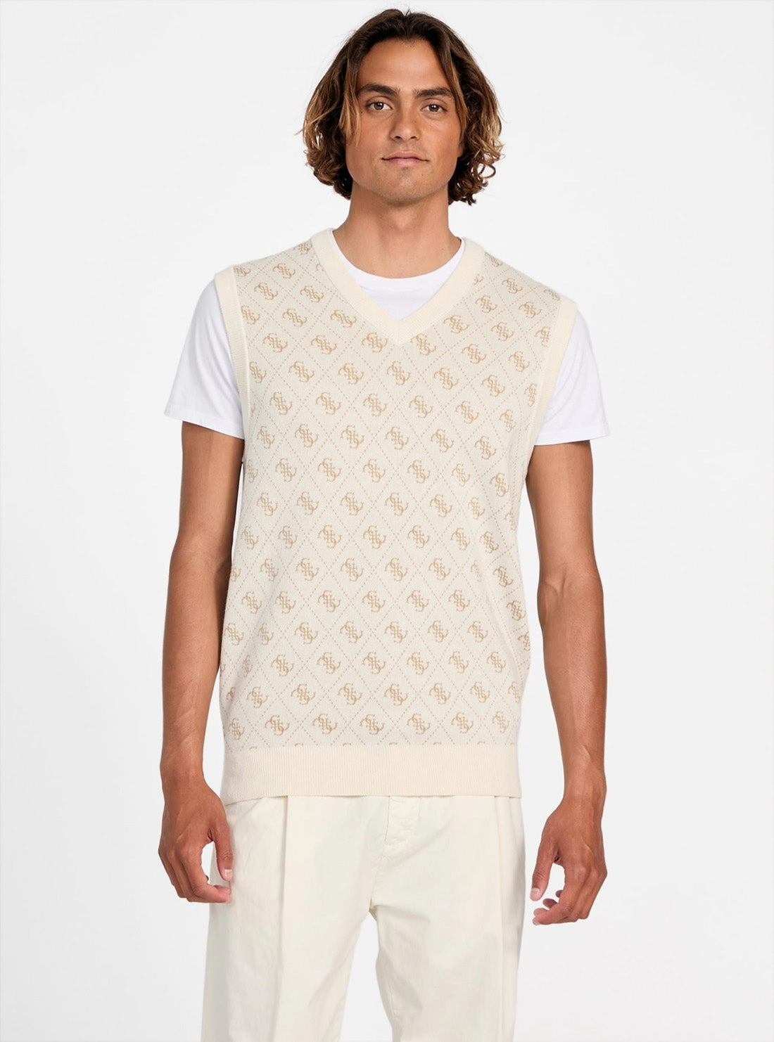 Beige Horace 4G Logo Jacquard Vest Cold Ready Look Anytime Outer Fit