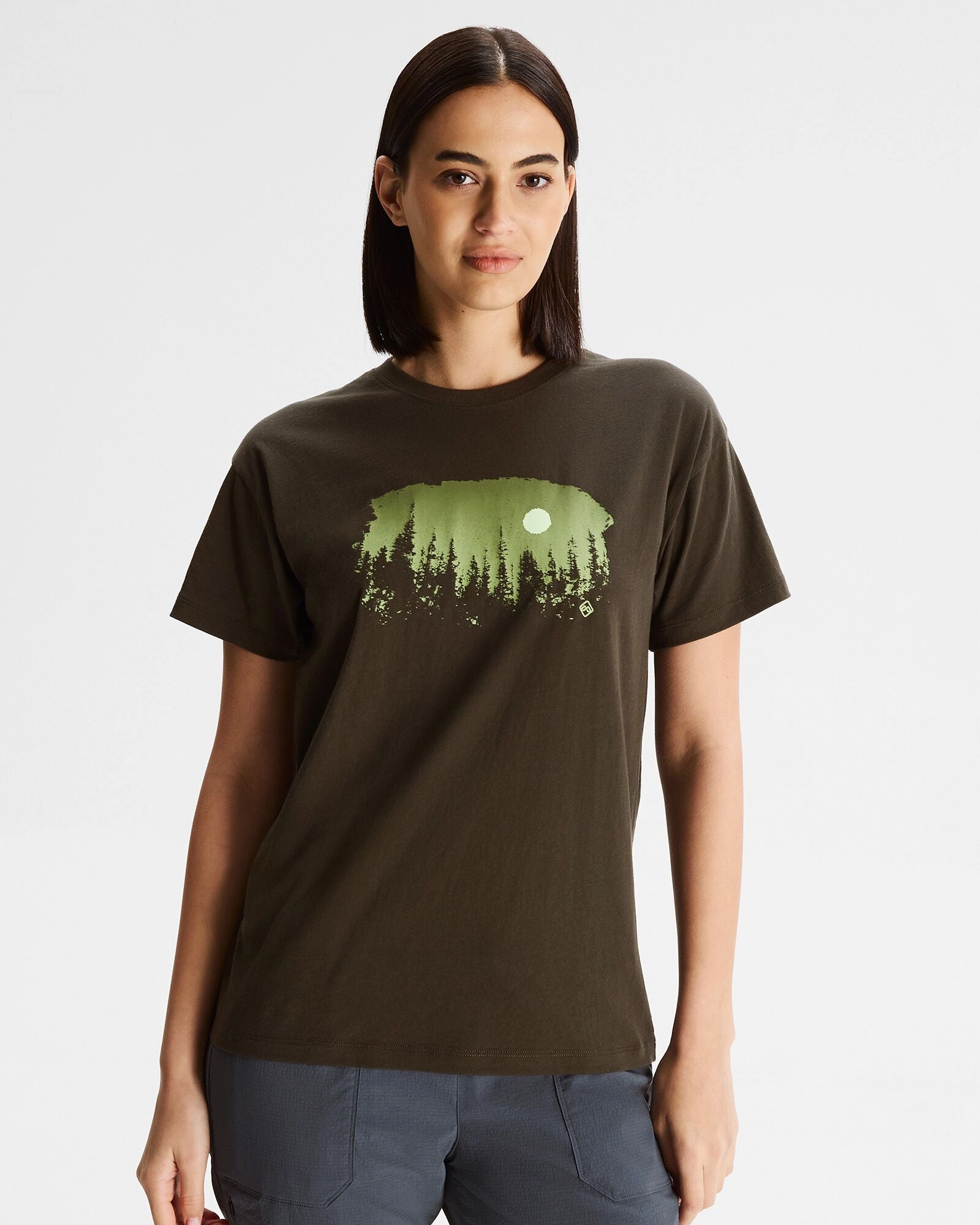 ThermalRegulationLayer WrinkleFree Structure Women's Tree Line Organic Cotton T-shirt - Dark Moss