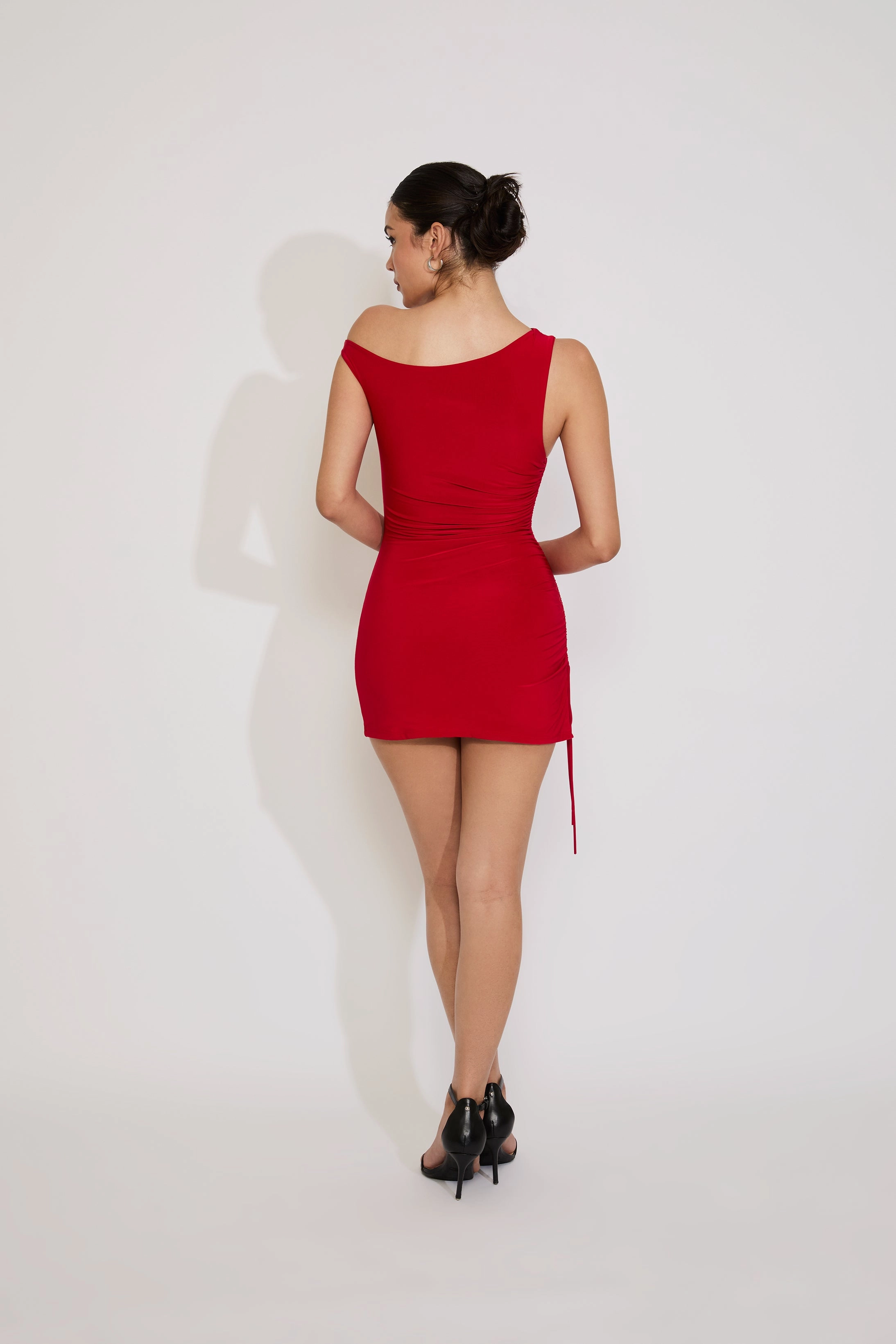 Dream Look OFF SHOULDER RUCHED SIDE TIES MINI DRESS