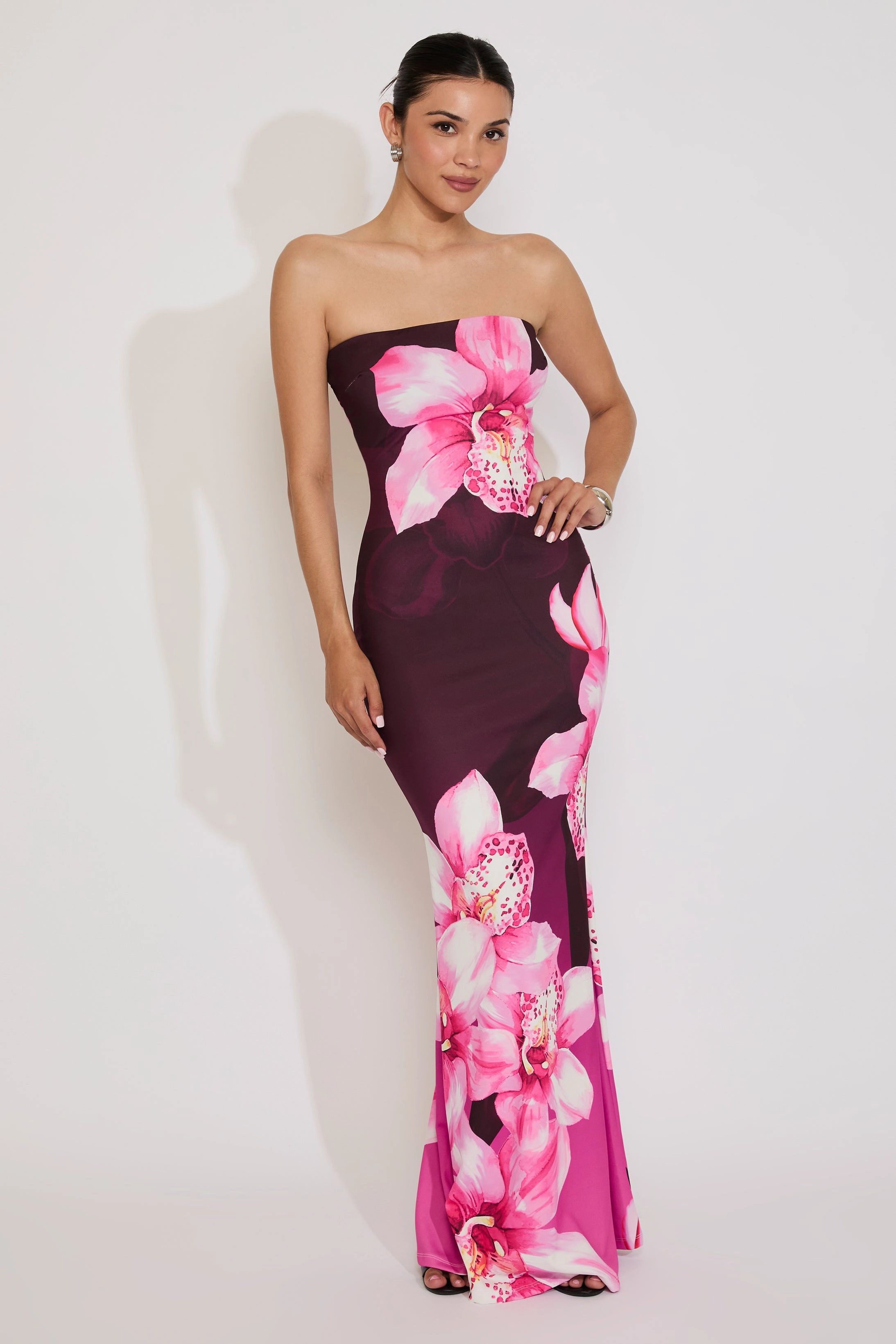Form Flow Easy Going ORCHID PRINT TUBE MAXI DRESS