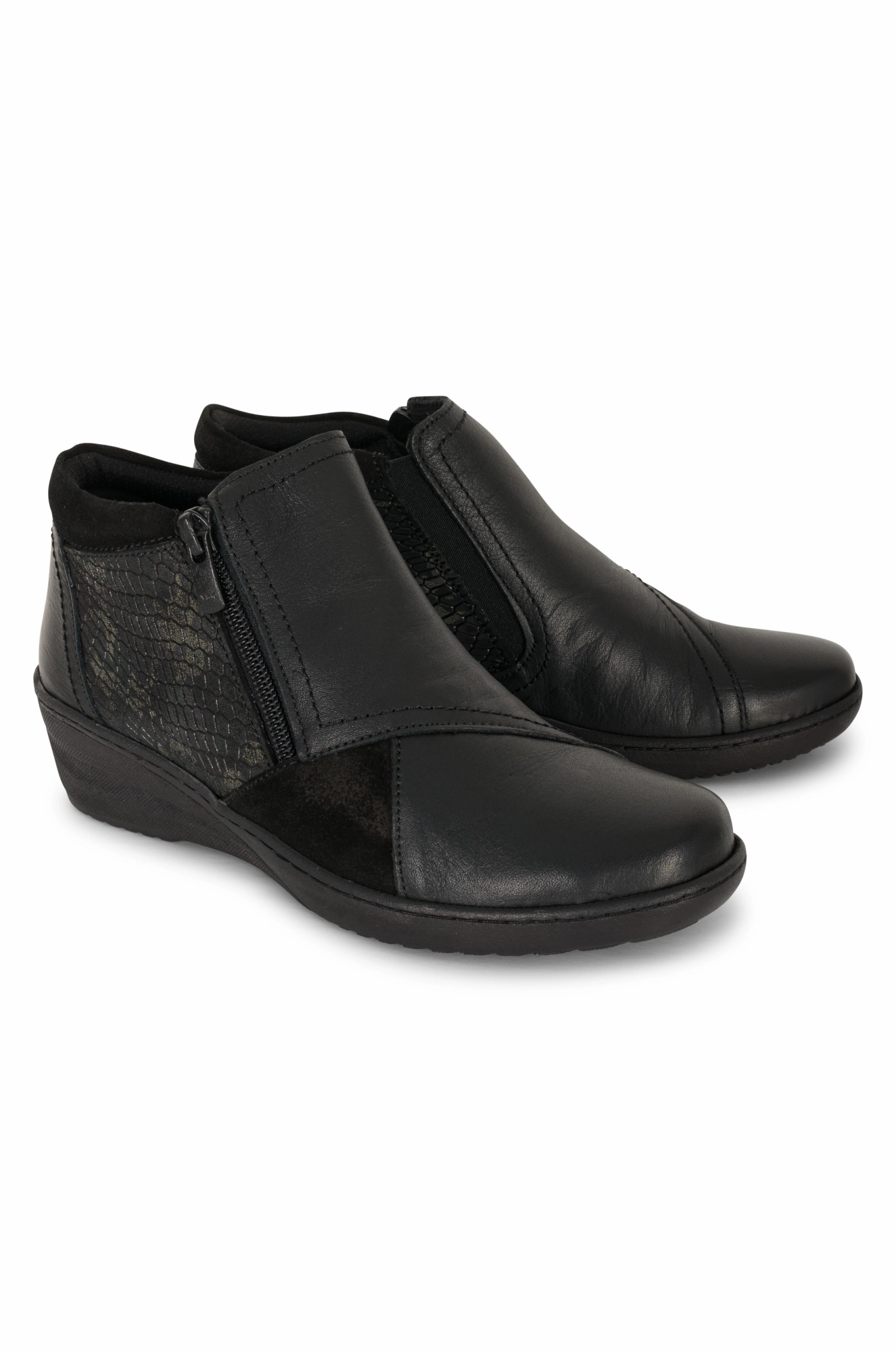 Orthotic friendly Ankle Boot | BLACK COMBO | 0462 B1 Flexible structure