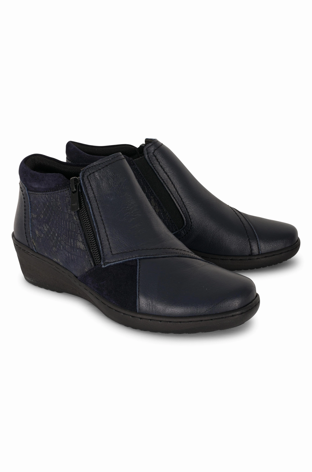 Orthotic friendly Ankle Boot | NAVY COMBO | 0462 B1 Durable Look