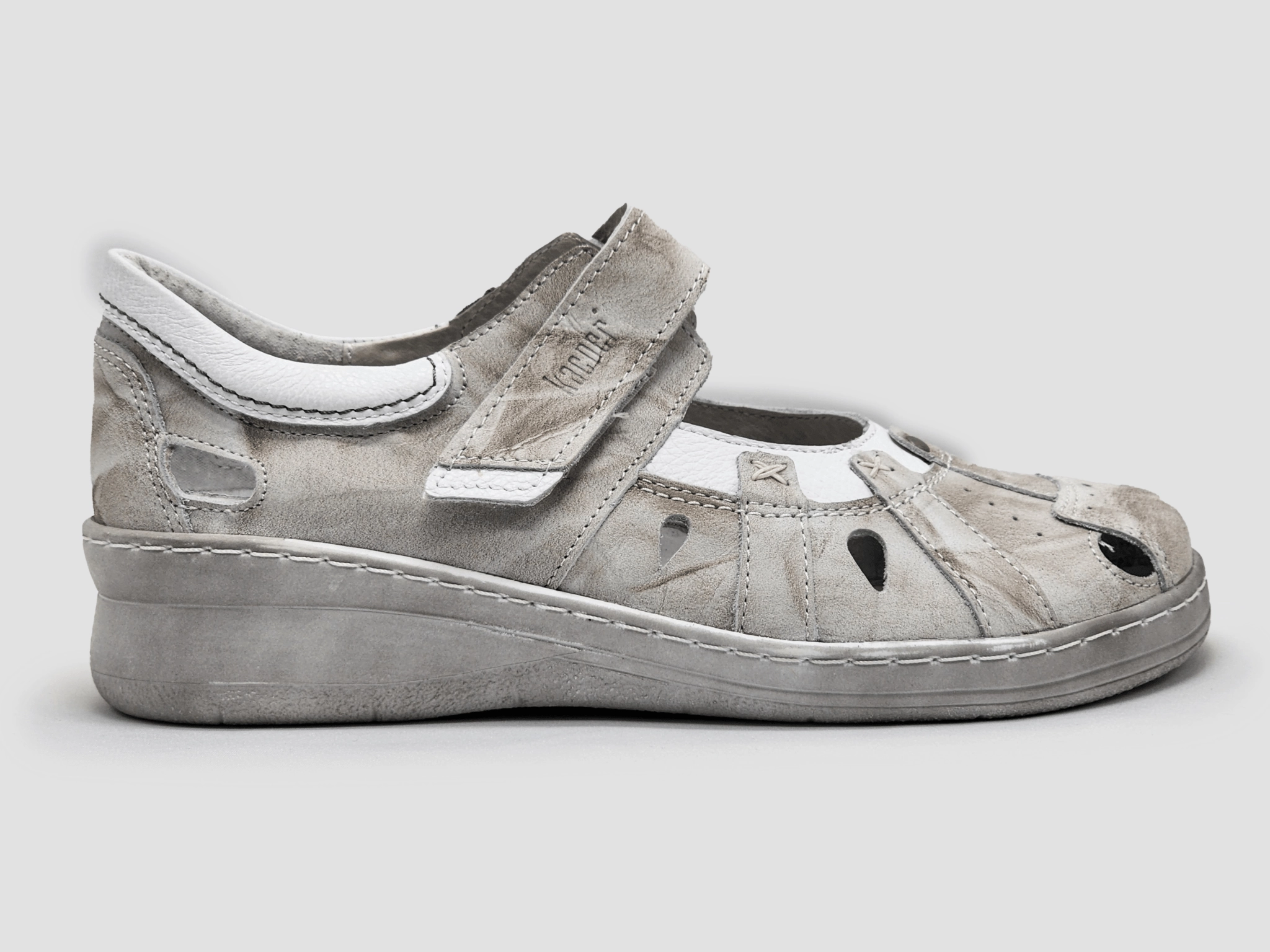 Women's Dr Wellness Leather Sandals - Grey Summer Adventure Casual Style