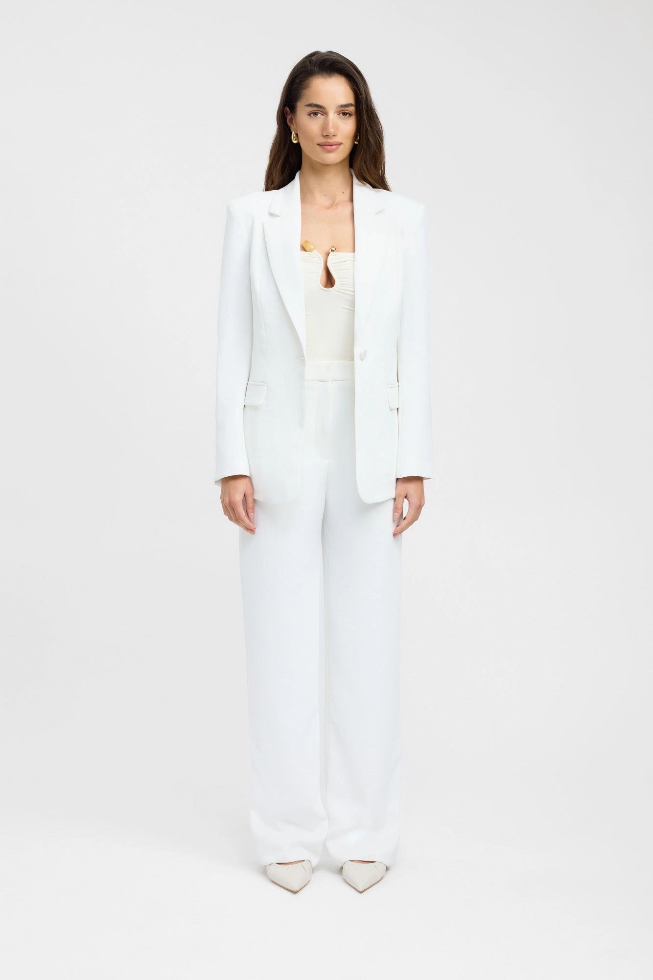 Oyster Suit Blazer Expandable Side Gussets Recycled Material Construction