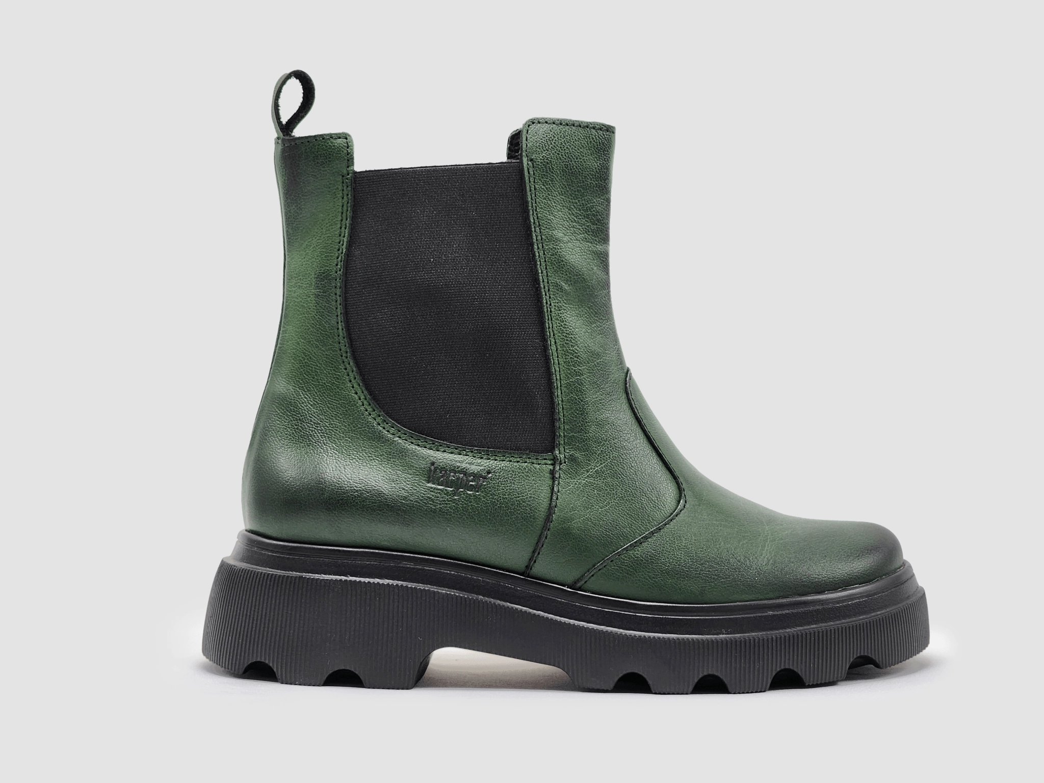 Women's Modern Insulated Zip-Up Chelsea Leather Boots - Green Comfort Ankle