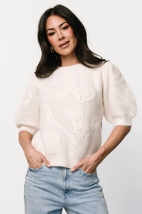 Pamela Sweater Top | Cream Cable Stitch