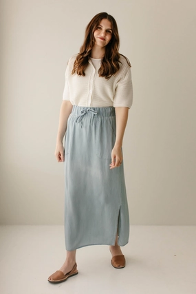'Winslet' Chambray Maxi Skirt in Light Wash Bold Look Heritage Craft