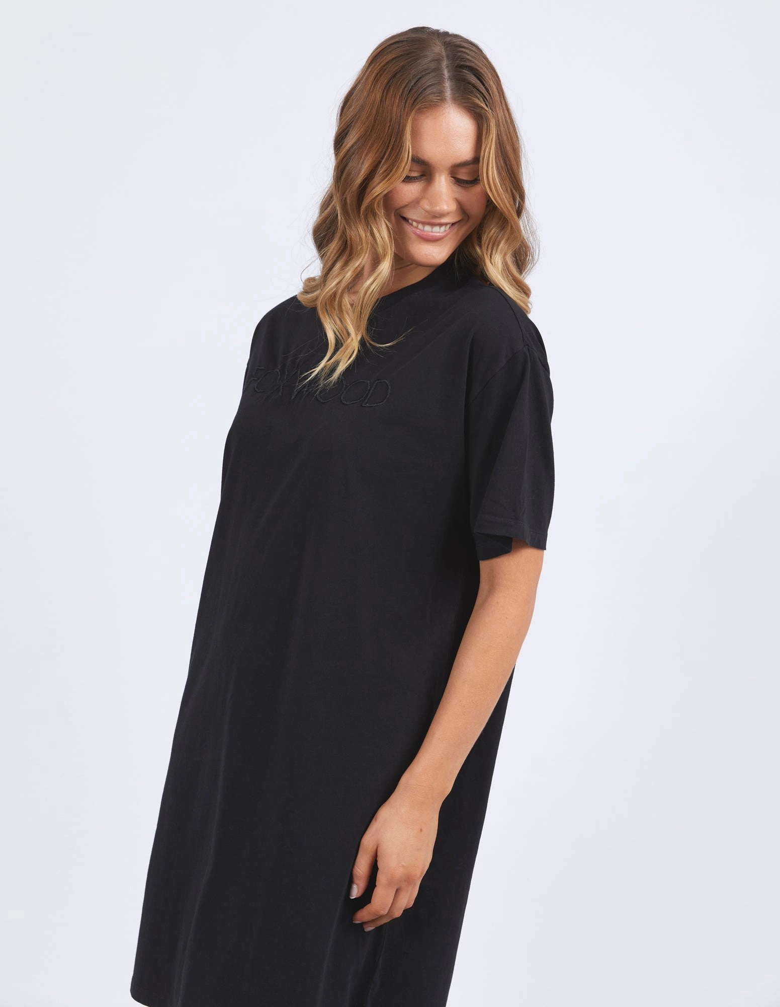Wool combination Light and Soft Foxwood Simplified Tee Dress Washed Black