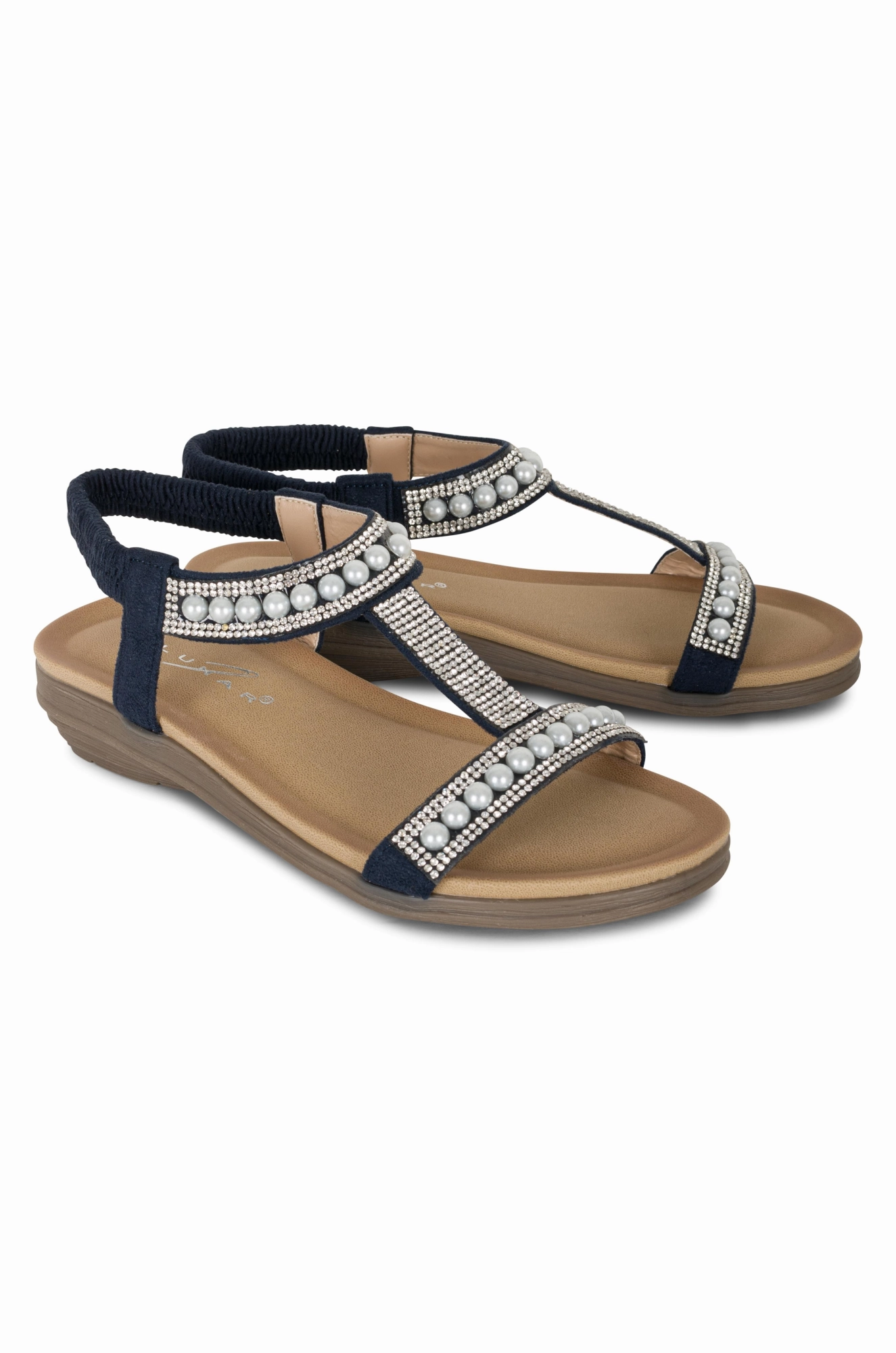 Pearl & Gem T bar Sandal | BLUE | TANCY AB Good Weather Easy Adjust