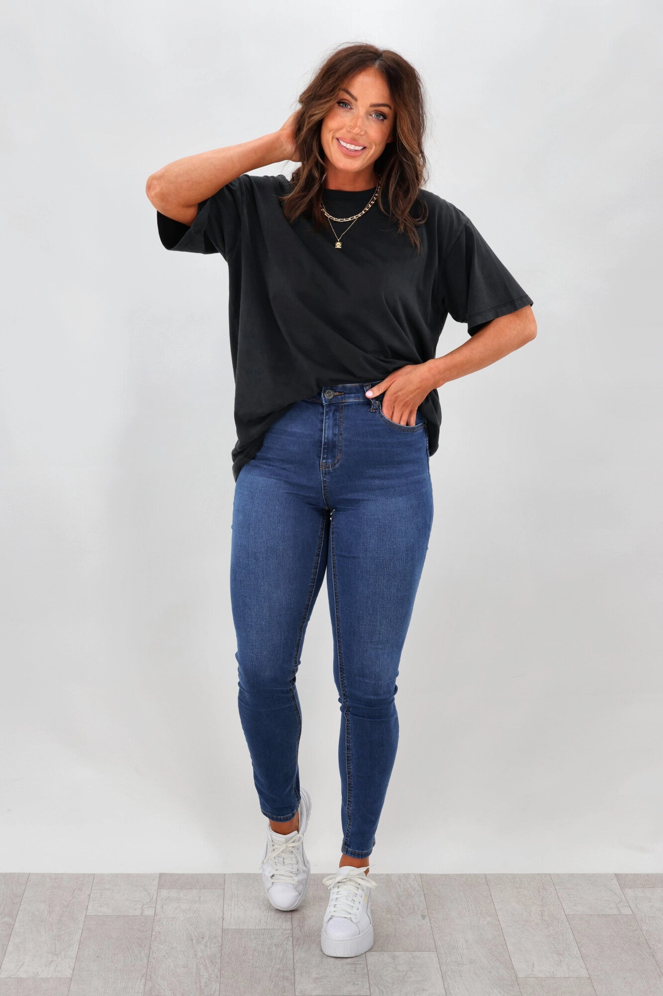 Street Style Tall Fit Shape Retain Wakee Reilly Skinny Leg Jean Indigo