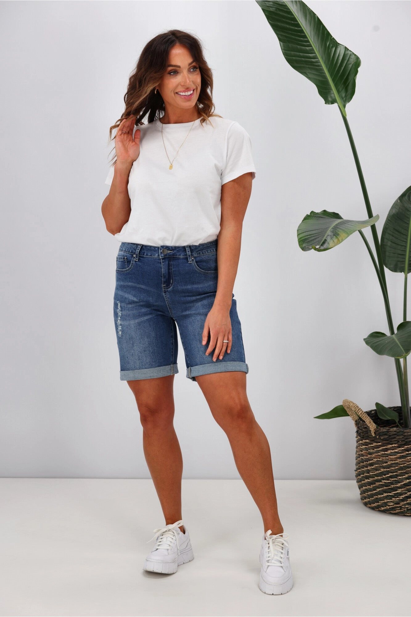 Shine On Label Boyfriend Shorts Indigo Blue Warm Fit