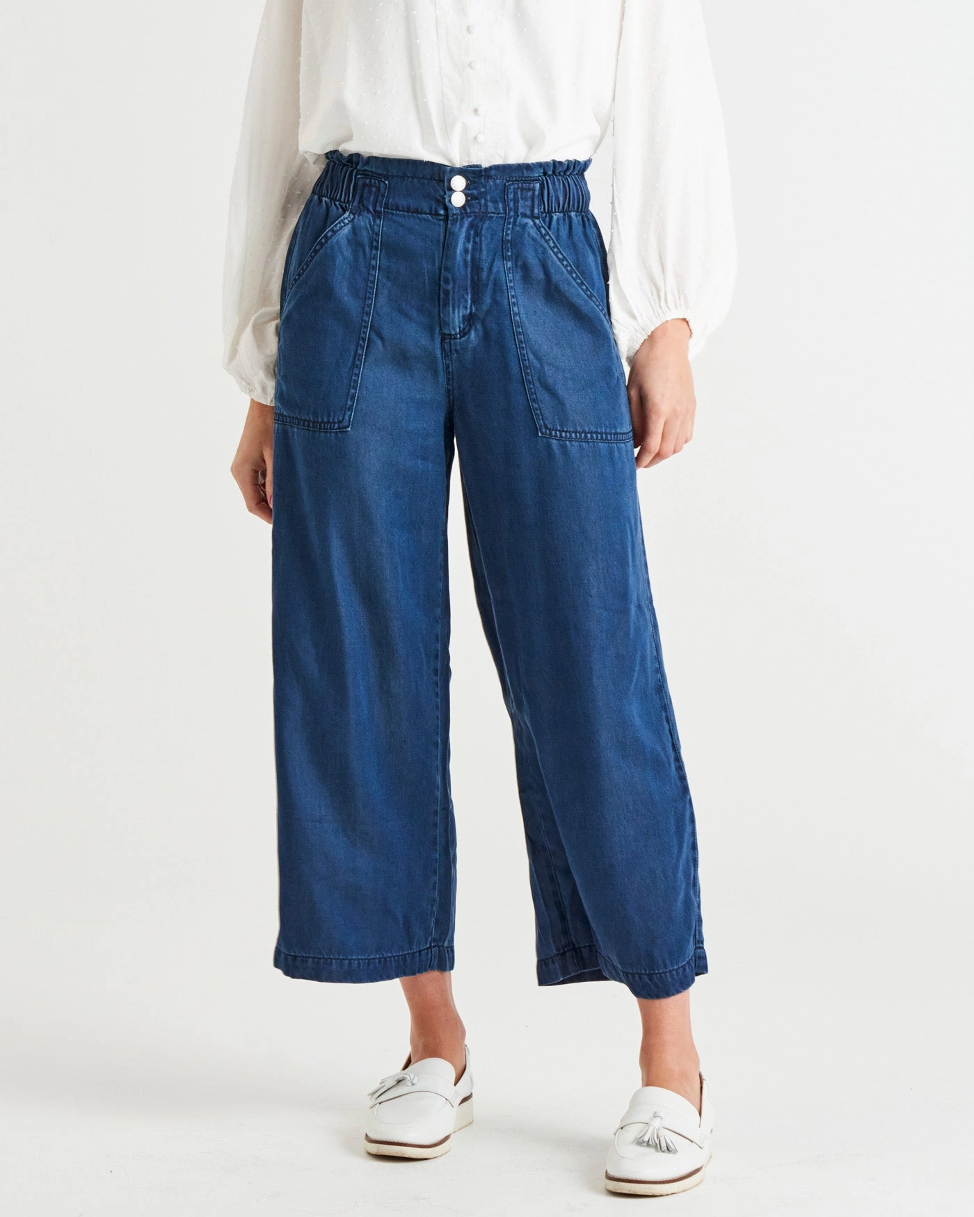 Betty Basics Lexton Wide Leg Pant Dark Rinse Beach Walk High Waist