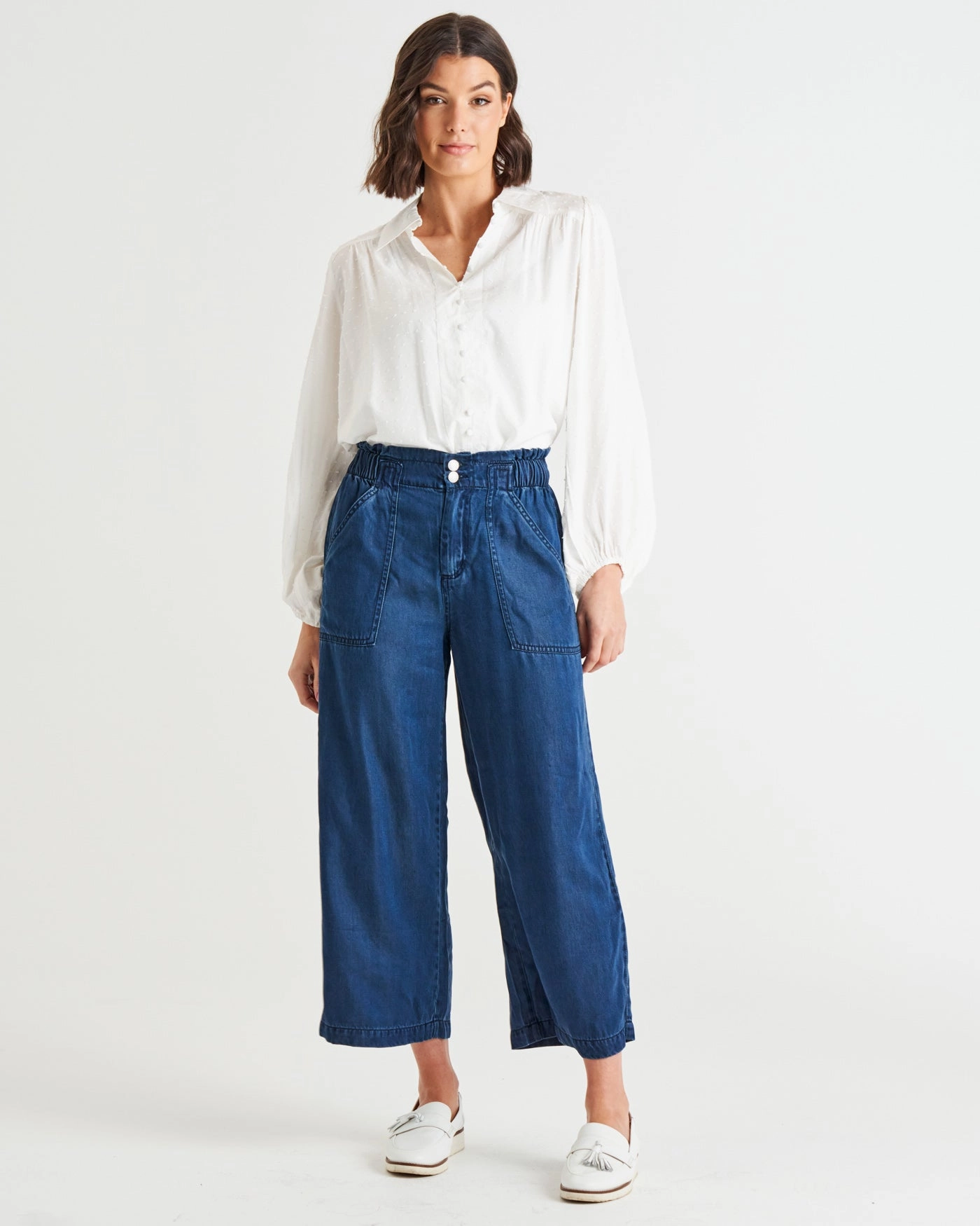 Betty Basics Lexton Wide Leg Pant Dark Rinse Classic Fitwear