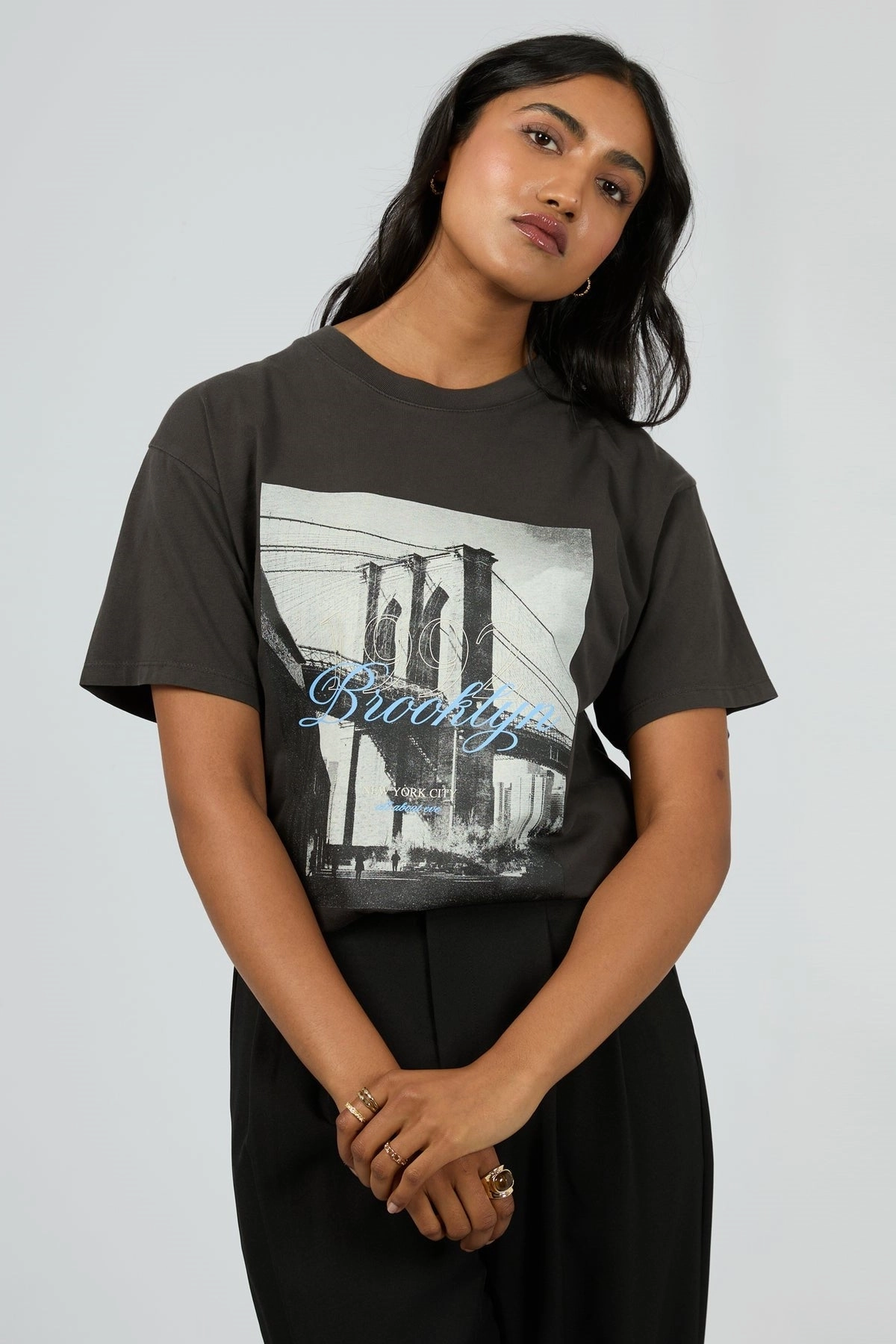 All About Eve Brooklyn Oversized Tee Washed Black Comfort Flex