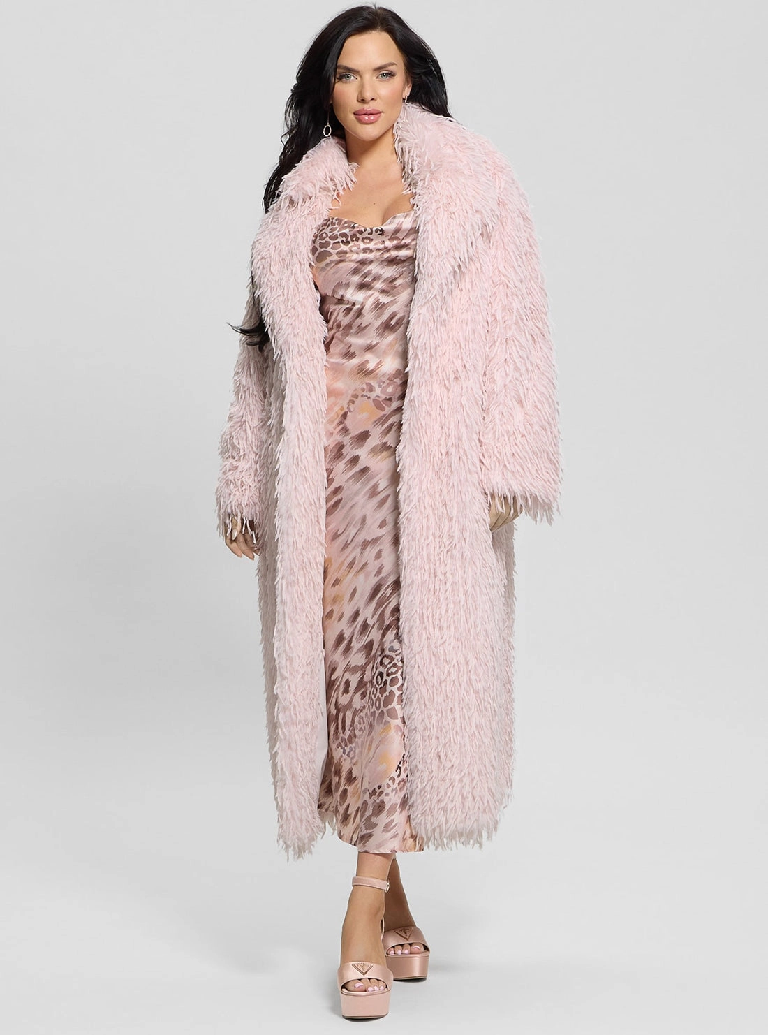 Effortless Travel Wear Hidden Storage Compartment Pink Fenix Faux Fur Coat