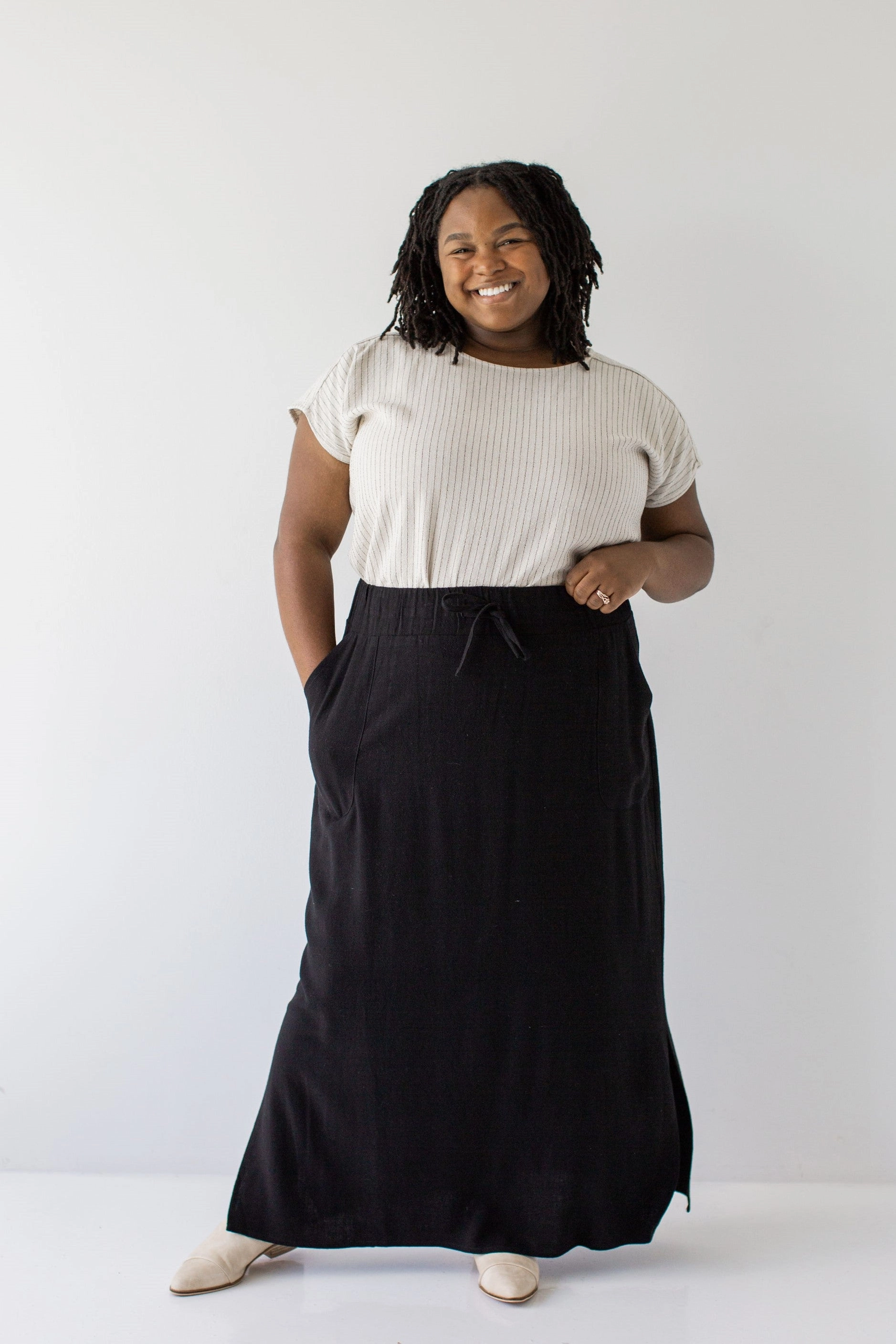 'Winslet' Waist Tie Maxi Skirt in Black FINAL SALE Neutral Wear Urban Fashion