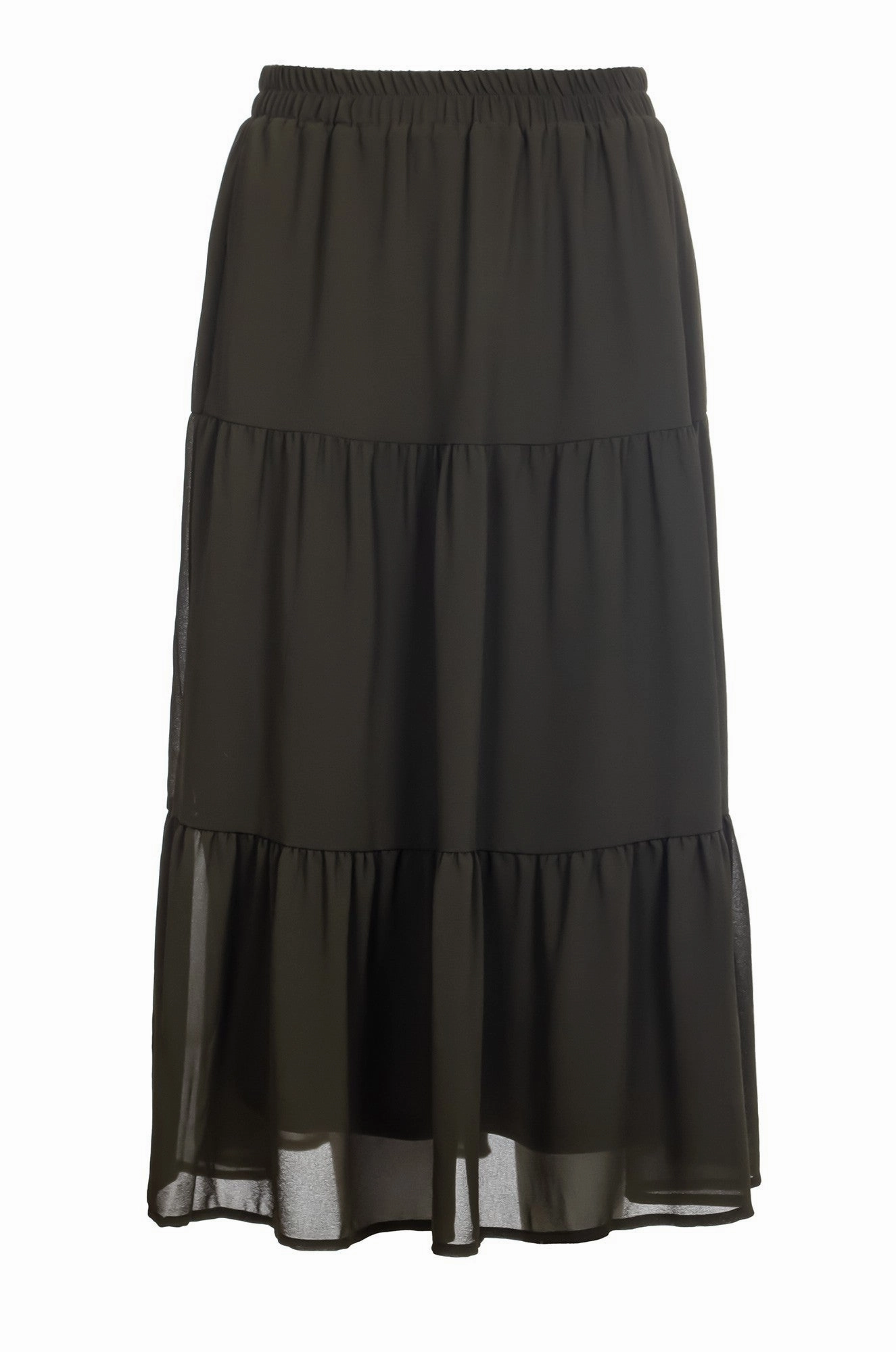 Lined plain Chiffon Skirt | OLIVE | 8543A1 Daily Mood Comfy Look