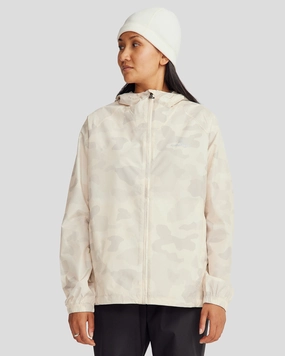 DetachableLining Cold Outfit Pocket-it 2L Women's Rain Jacket v4 - Natural Tree Camo Print