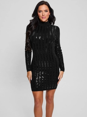 Black Sequin Bailey Mini Dress Shine Skin