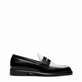 Vend?me Blandine black and white calfskin leather loafers Heel Fit All Season